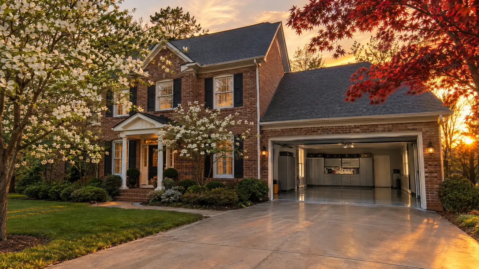 A finished garage on a home in Charlotte, NC