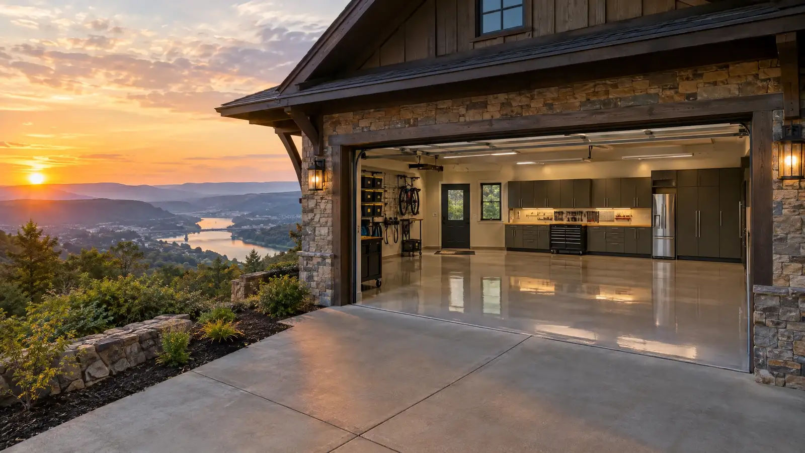 A finished garage on a home in Chattanooga, TN
