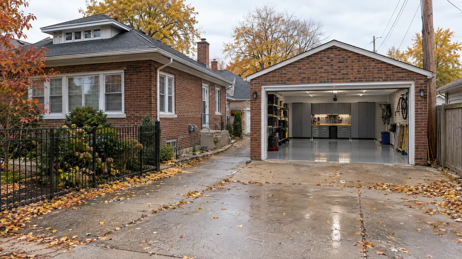 A finished garage on a home in Chicago, IL