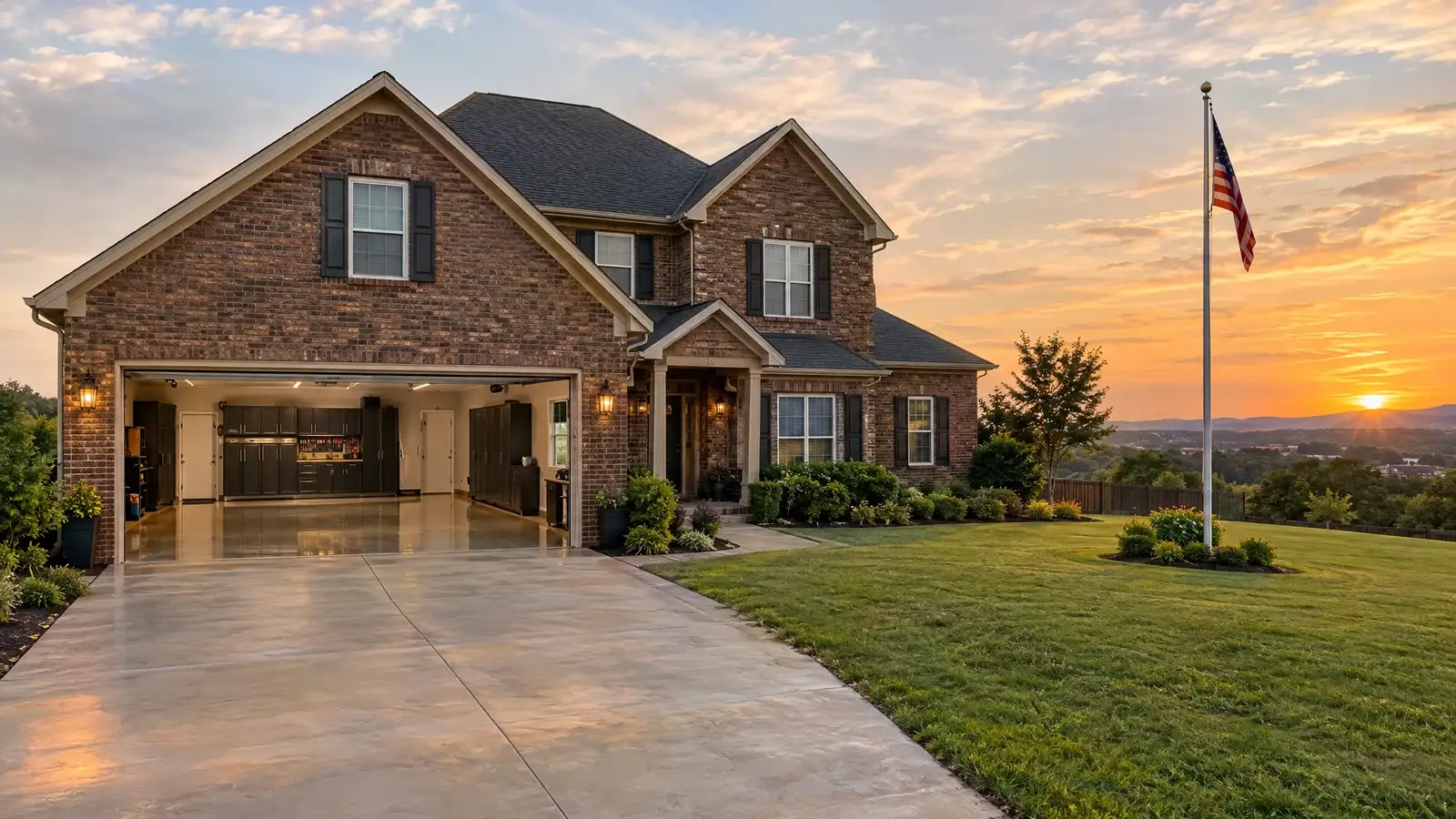 A finished garage on a home in Clarksville, TN