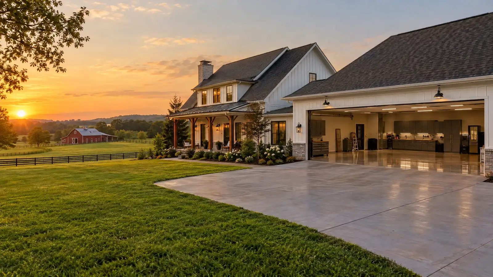 A finished garage on a home in College Grove, TN