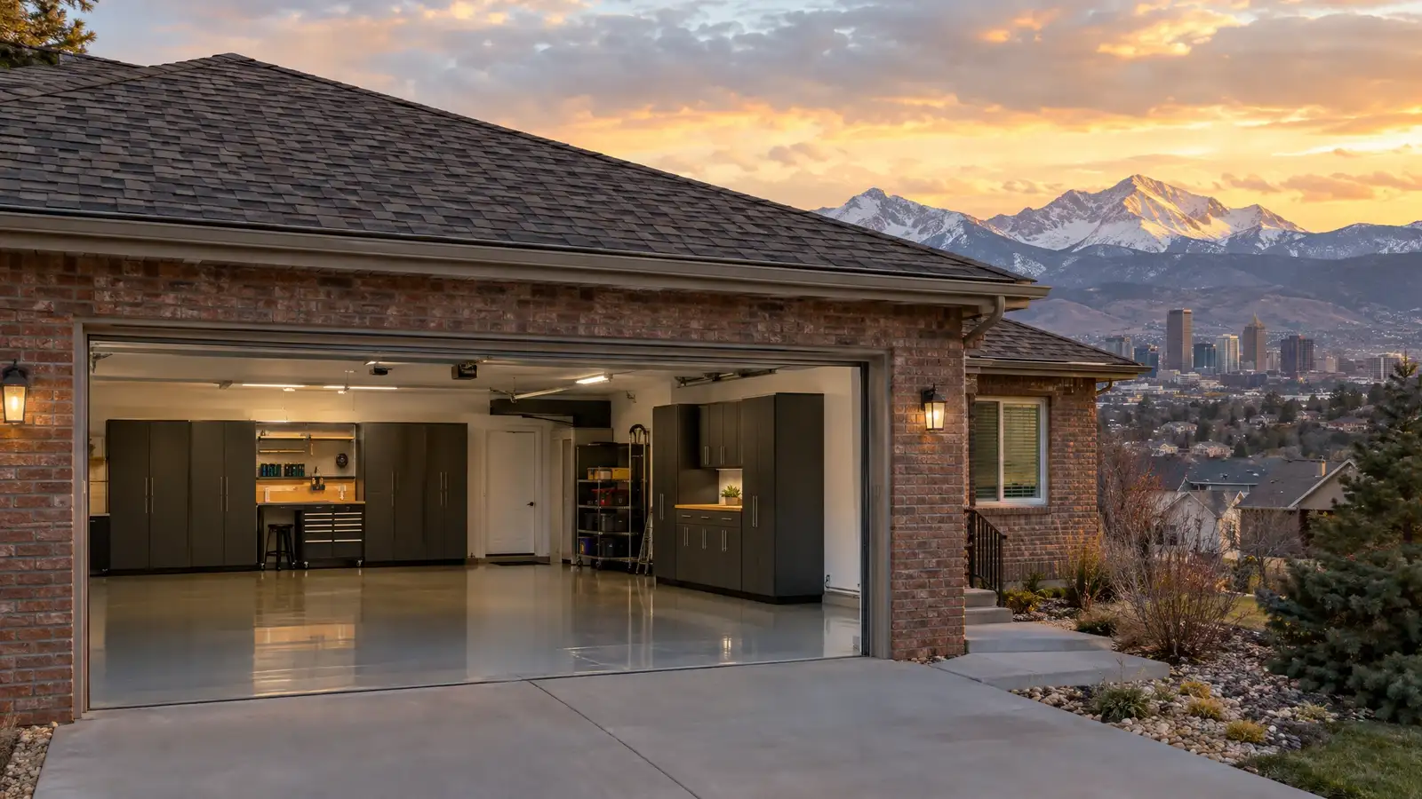 A finished garage on a home in Denver, CO