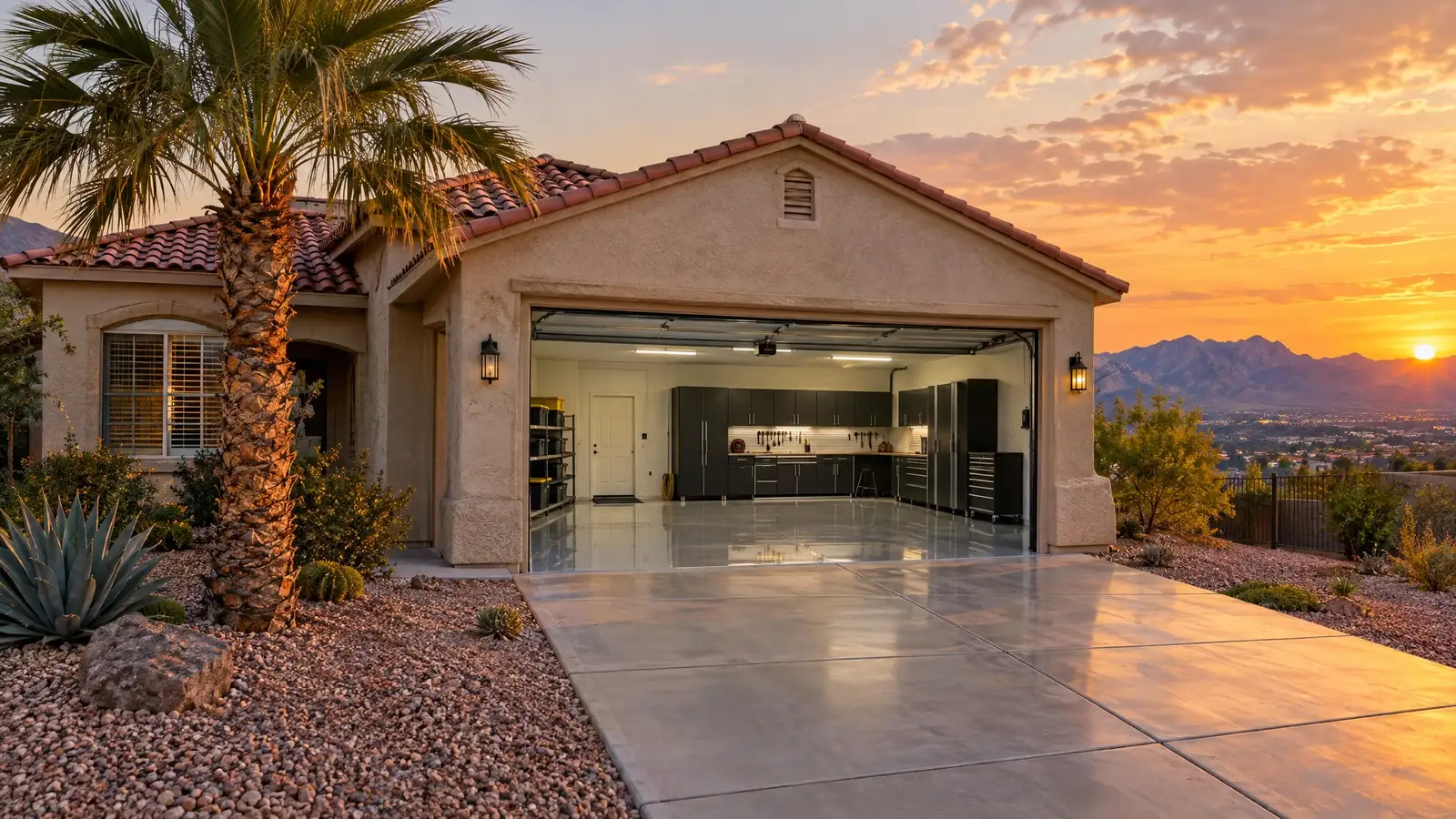 A finished garage on a home in Henderson, NV