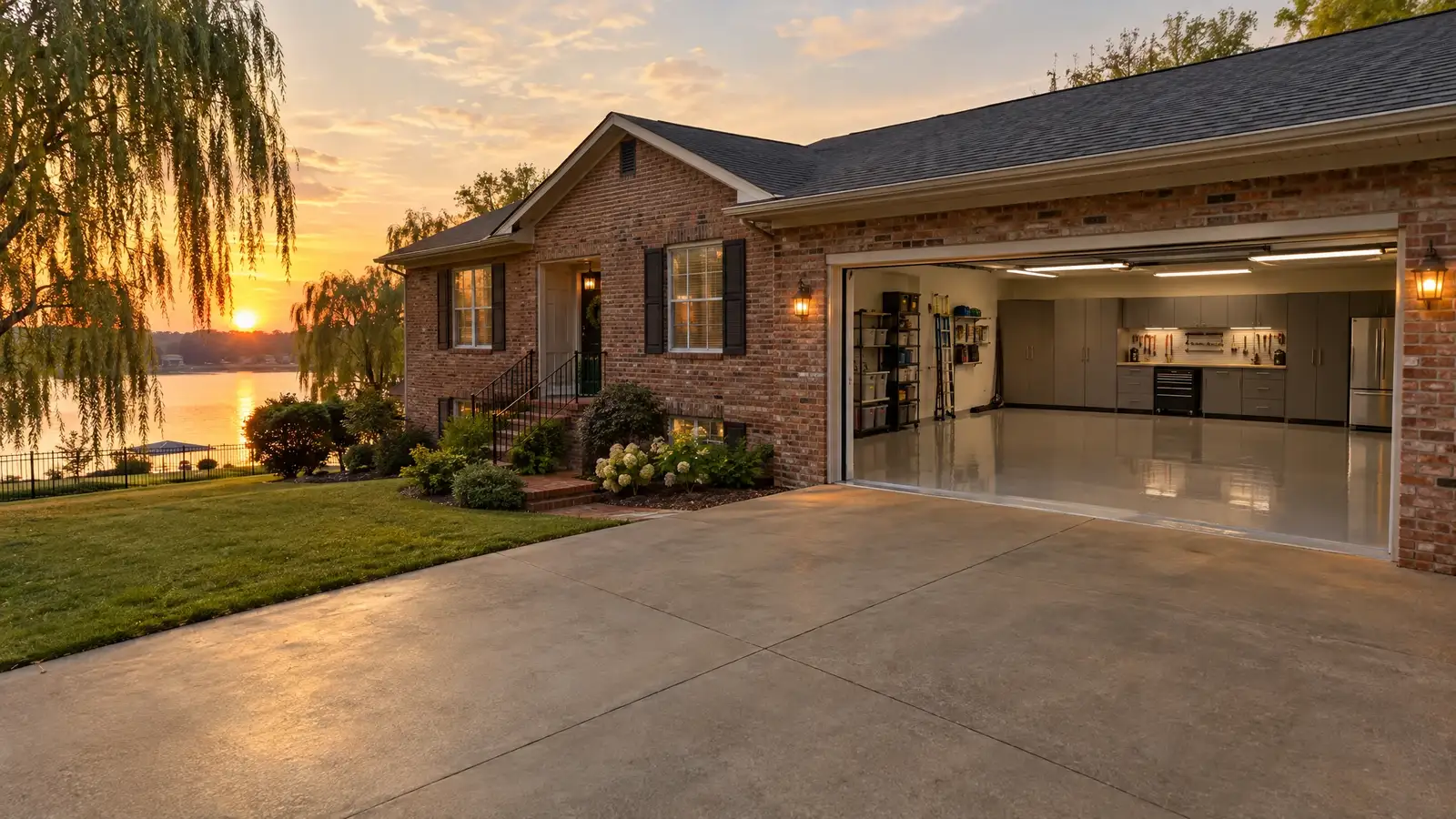 A finished garage on a home in Hermitage, TN