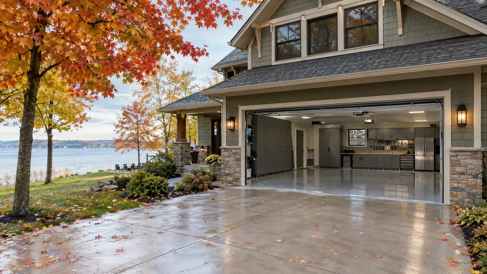 A finished garage on a home in Madison, WI