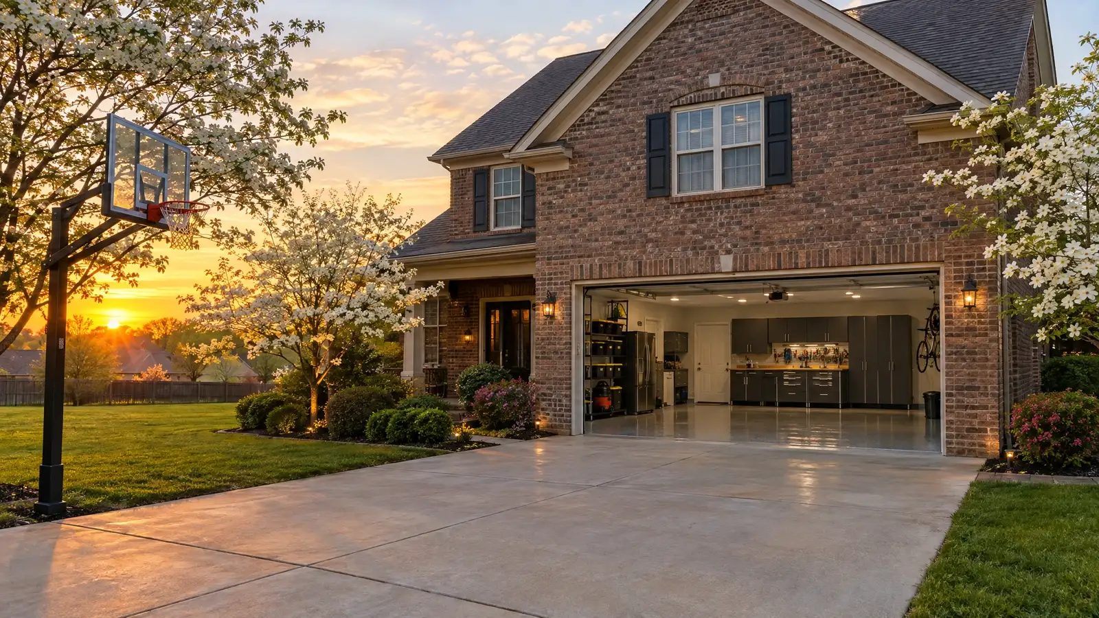 A finished garage on a home in Murfreesboro, TN