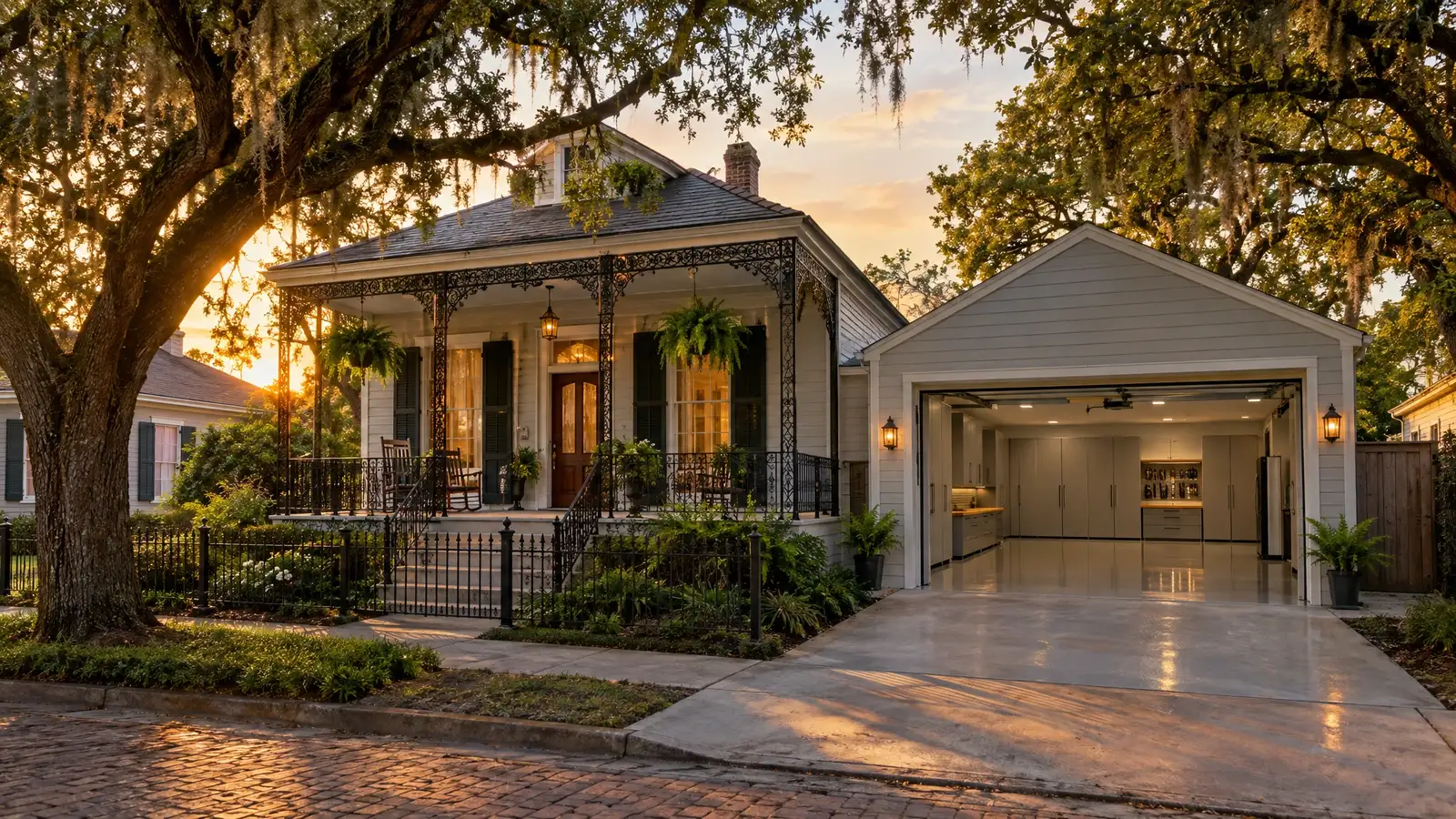 A finished garage on a home in New Orleans, LA
