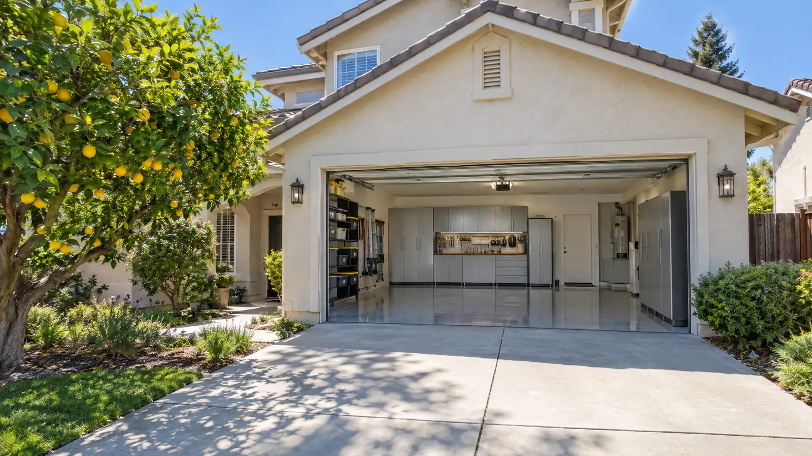 A finished garage on a home in San Jose, CA