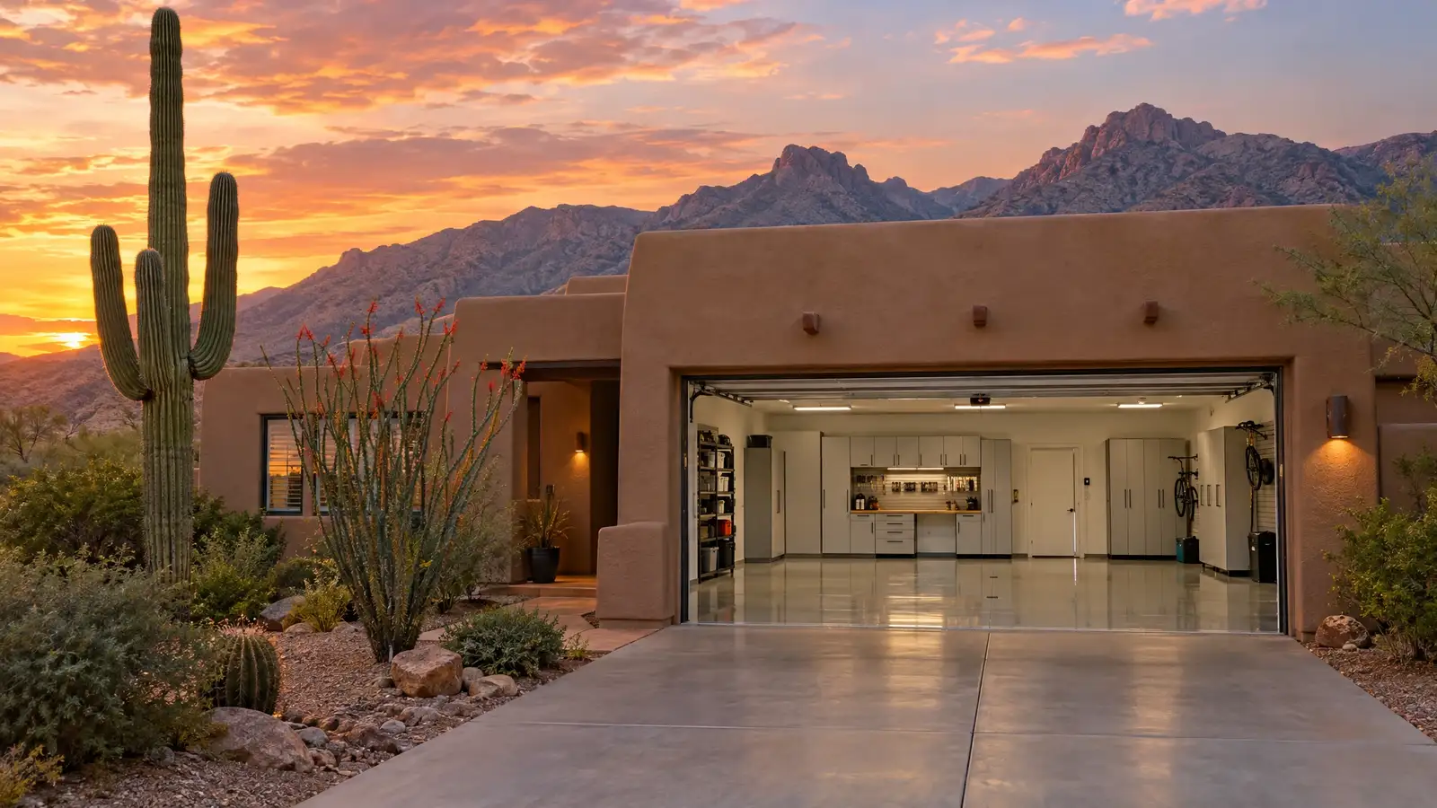 A finished garage on a home in Tucson, AZ