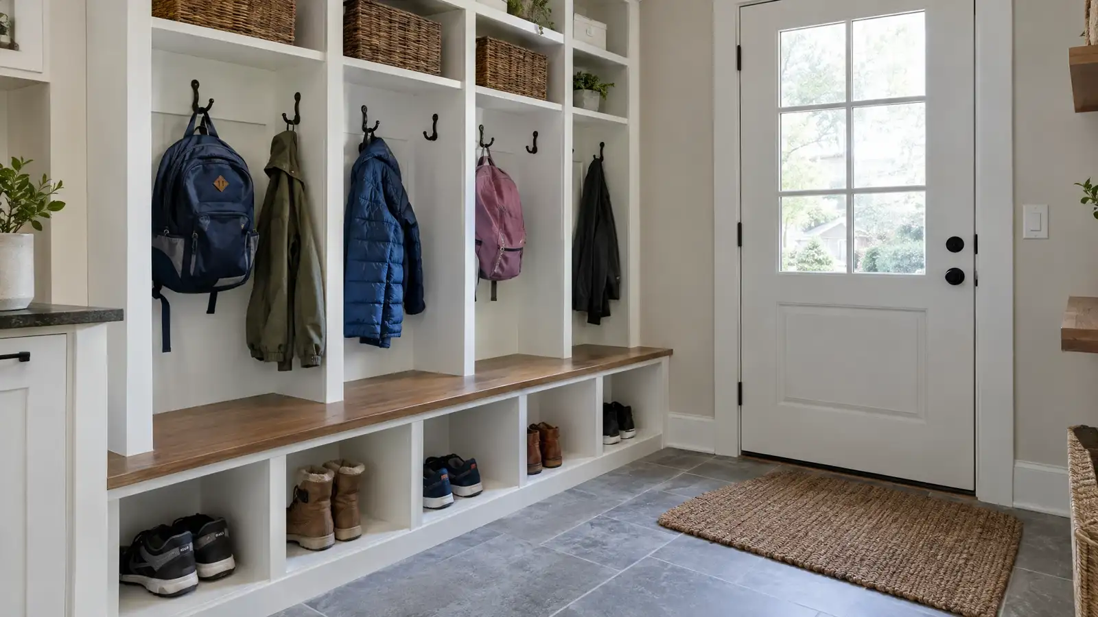 Garage Mudroom Lockers and Entry Benches